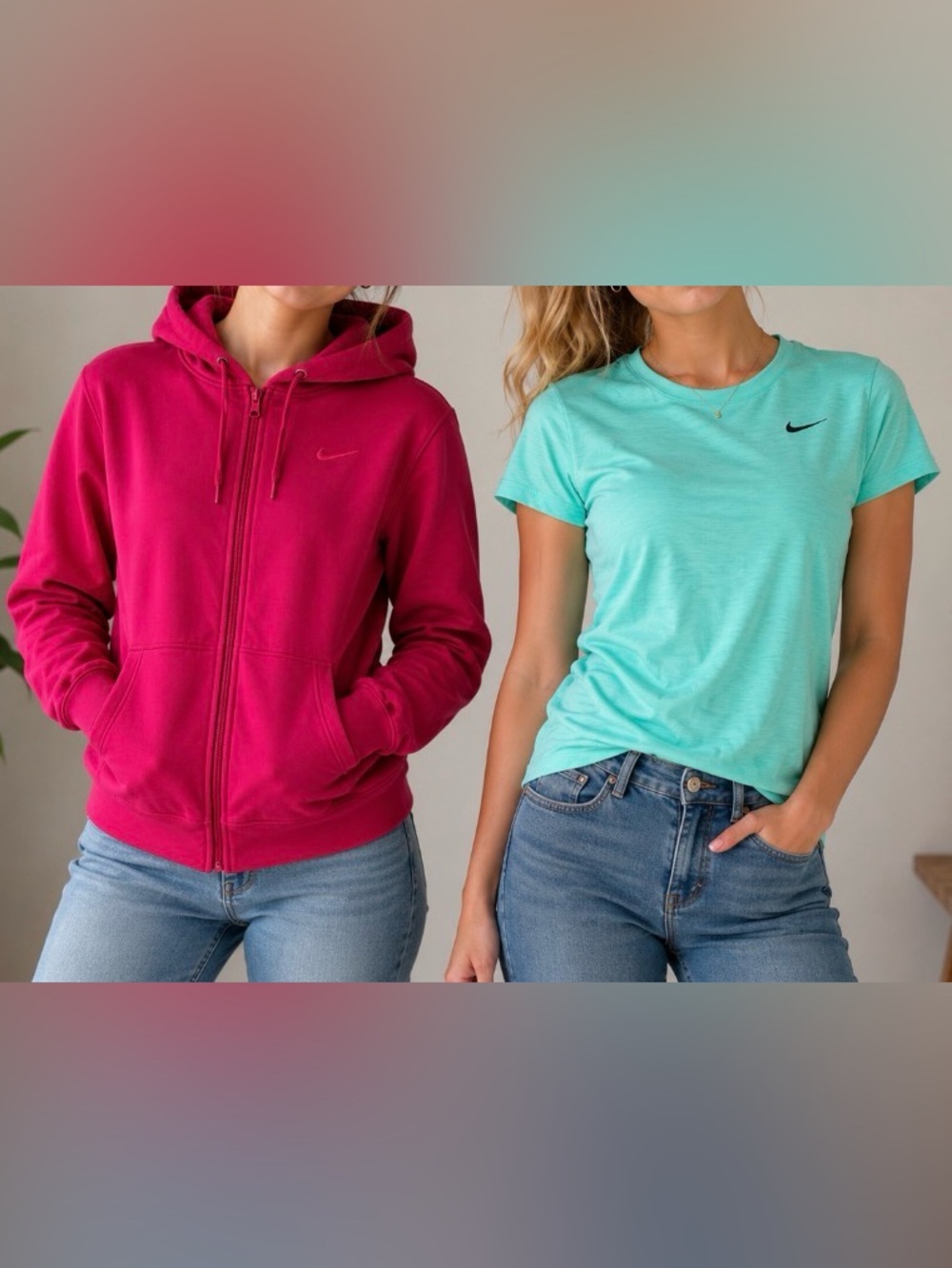 Nike Women’s Size Small Hoodie Sweatshirt Tshirt Hot Pink Green Girls Bundle